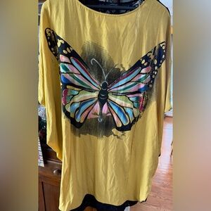 LAMARKINE Yellow & Black Colorful BUTTERFLY Kaftan  Made in Turkey